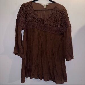 Krazy Kat women’s size medium quarter length sleeve tunic brown